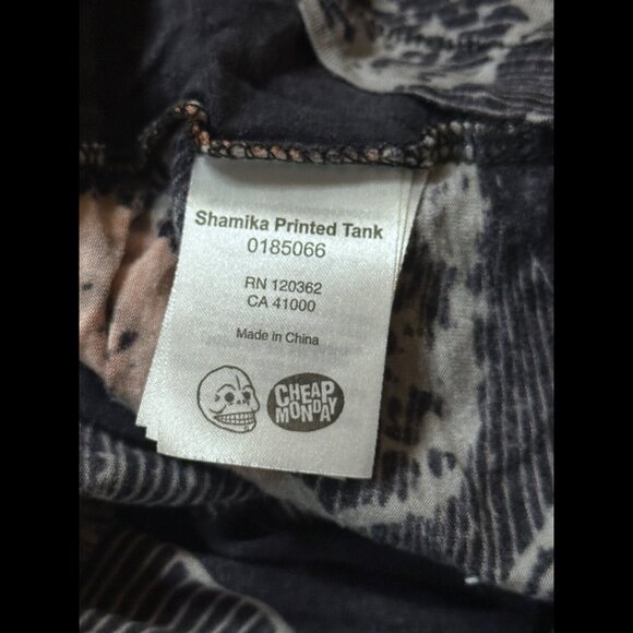 Cheap Monday Tank Top Small Womens Black Shamika Racer Back Abstract Printed - Picture 6 of 7